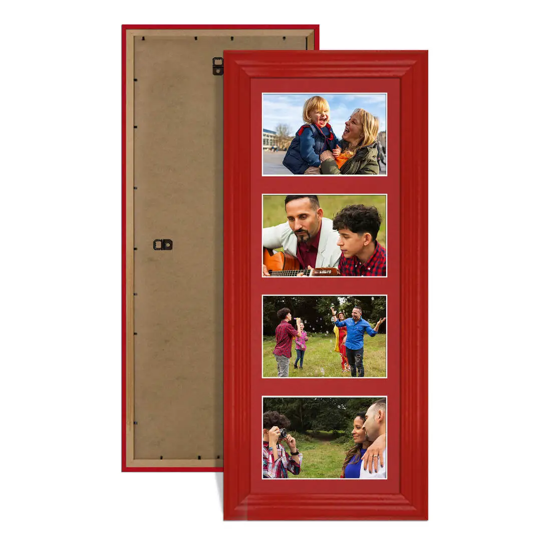 50x20cm Classic Multi Aperture Photo Frame Holds 6x4" (x4) Photos With Crimson Mount | Modern Collage Frame