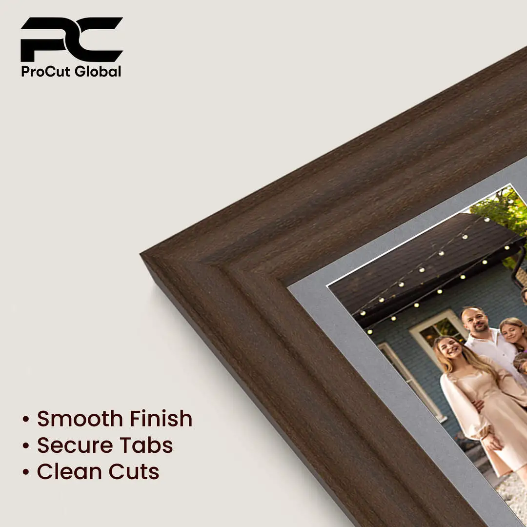 16x8" Walnut Classic Multi Aperture Photo Frame Holds 7x5" (x3) Photos With Mid Grey Mount | Modern Collage Frame thumbnail 7