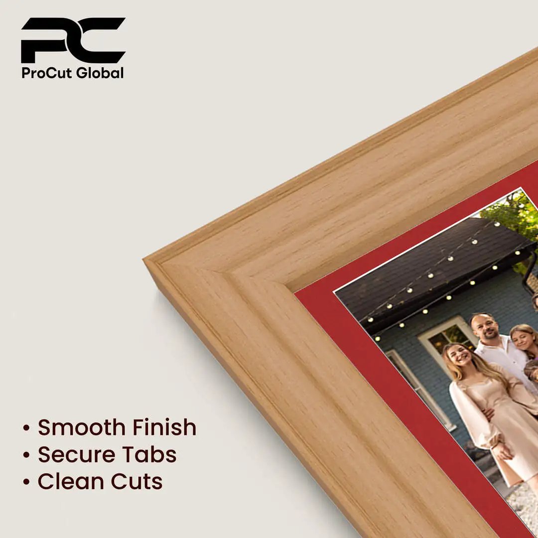 26x8" Country Pine Classic Multi Aperture Photo Frame Holds 6x4" (x5) Photos With Crimson Mount | Modern Collage Frame thumbnail 7