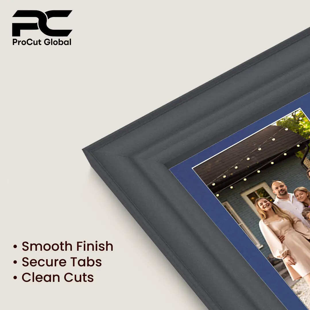 26x8" Dark Grey Classic Multi Aperture Photo Frame Holds 6x4" (x5) Photos With Blue Mount | Modern Collage Frame thumbnail 7