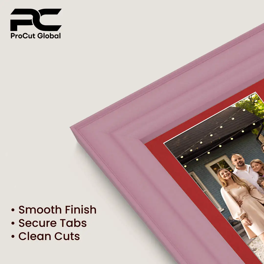 26x8" Pastel Pink Classic Multi Aperture Photo Frame Holds 6x4" (x5) Photos With Crimson Mount | Modern Collage Frame thumbnail 7