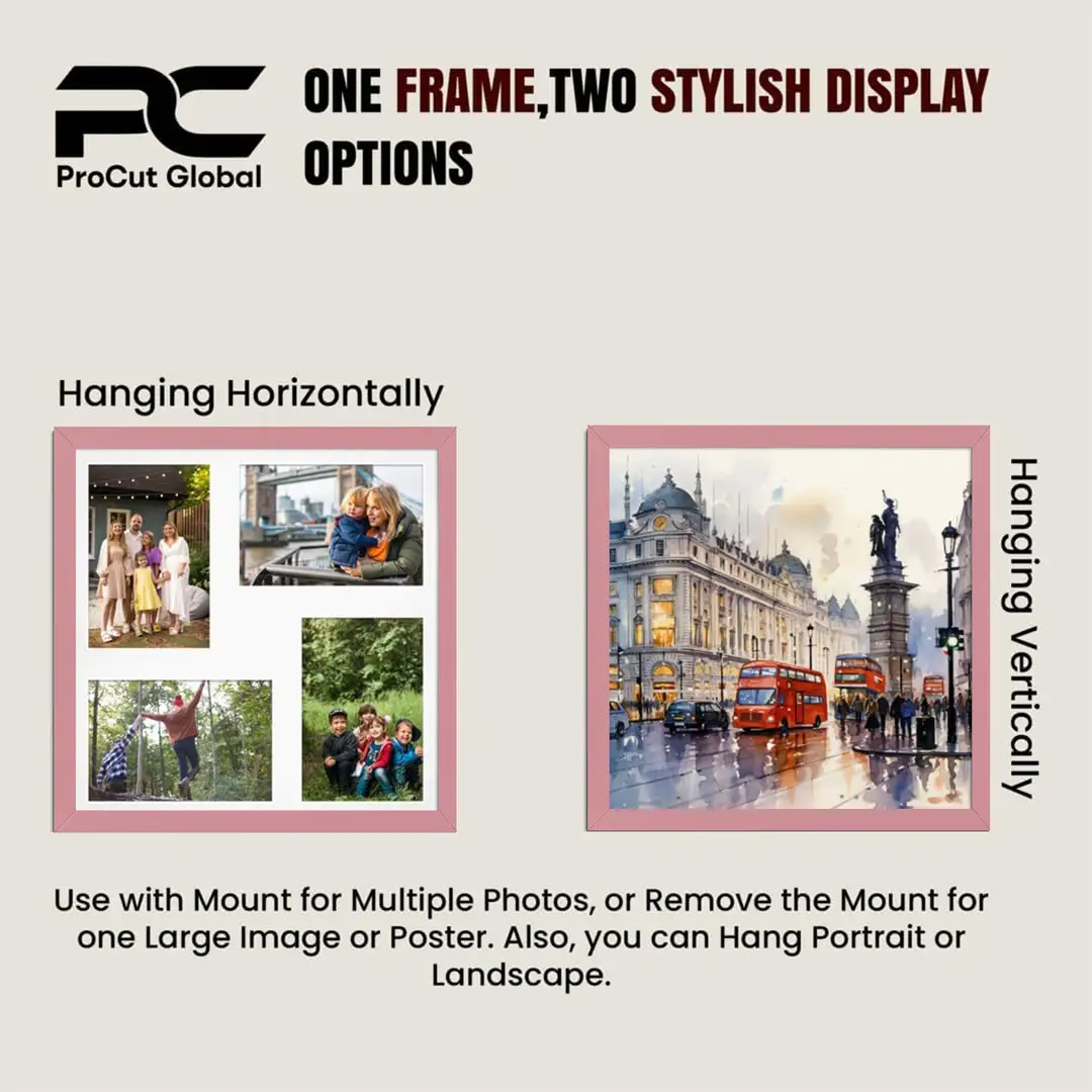 12x12" Pastel Pink Sleek Multi Aperture Photo Frame - Fits 6x4" (x4) Photos | Collage Frame thumbnail 4