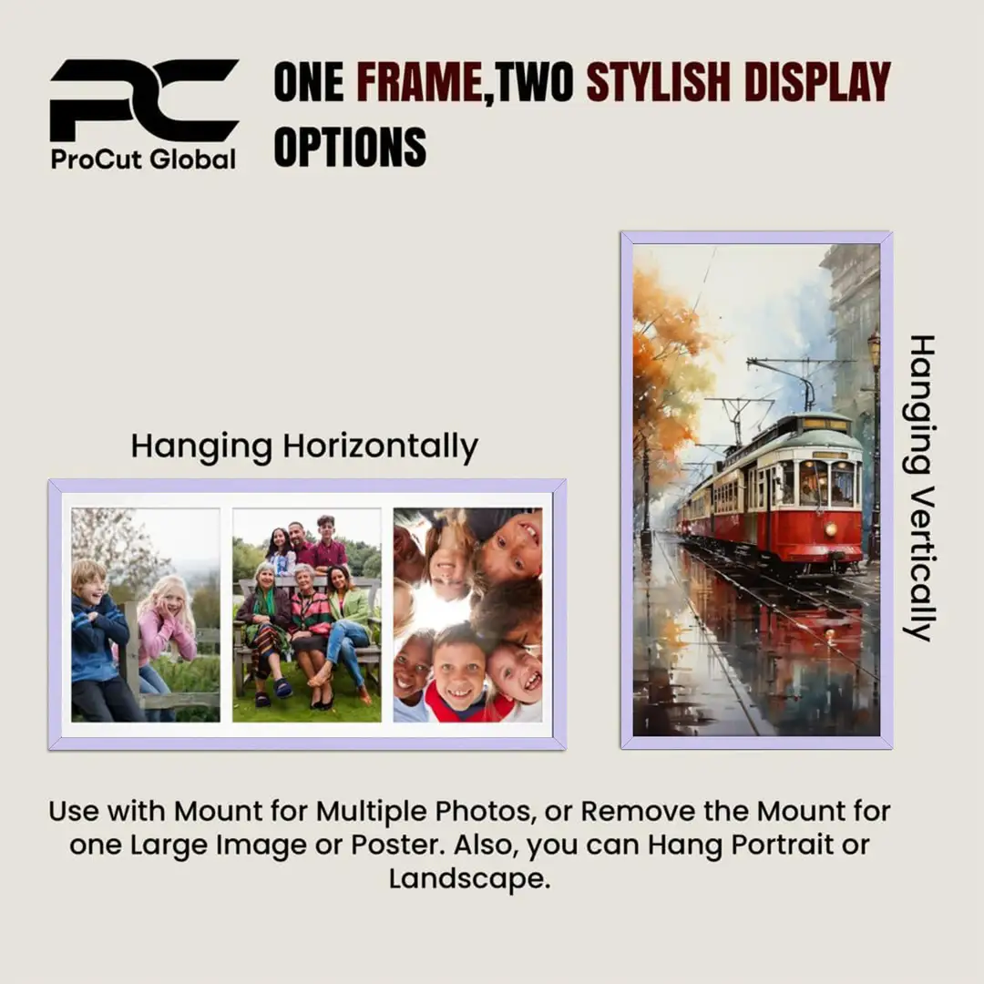 16x8" Purple Sleek Multi Aperture Photo Frame - Fits 7x5" (x3) Photos | Collage Frame thumbnail 4