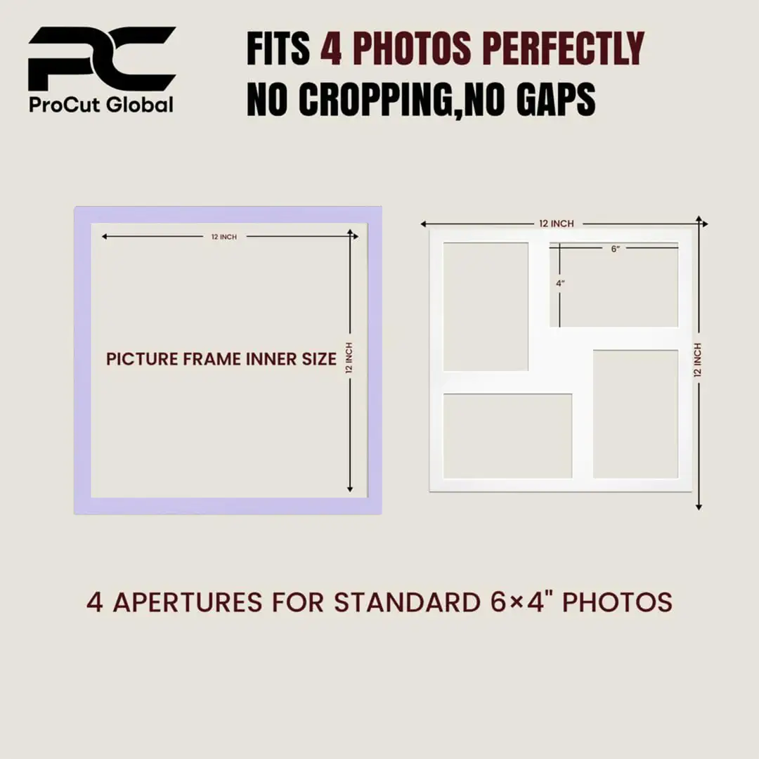 12x12" Sleek Purple Multi Aperture Photo Frame - Fits 6x4" (x4) Photos | Collage Frame thumbnail 3