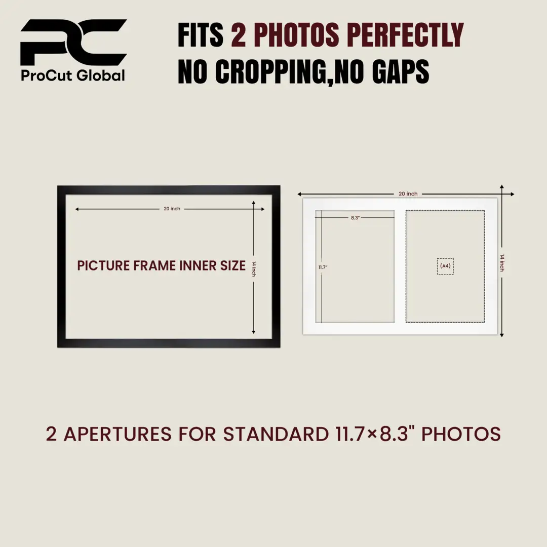 20x14" Sleek Silver Multi Aperture Photo Frame - Fits A4 (x2) Photos | Collage Frame thumbnail 3