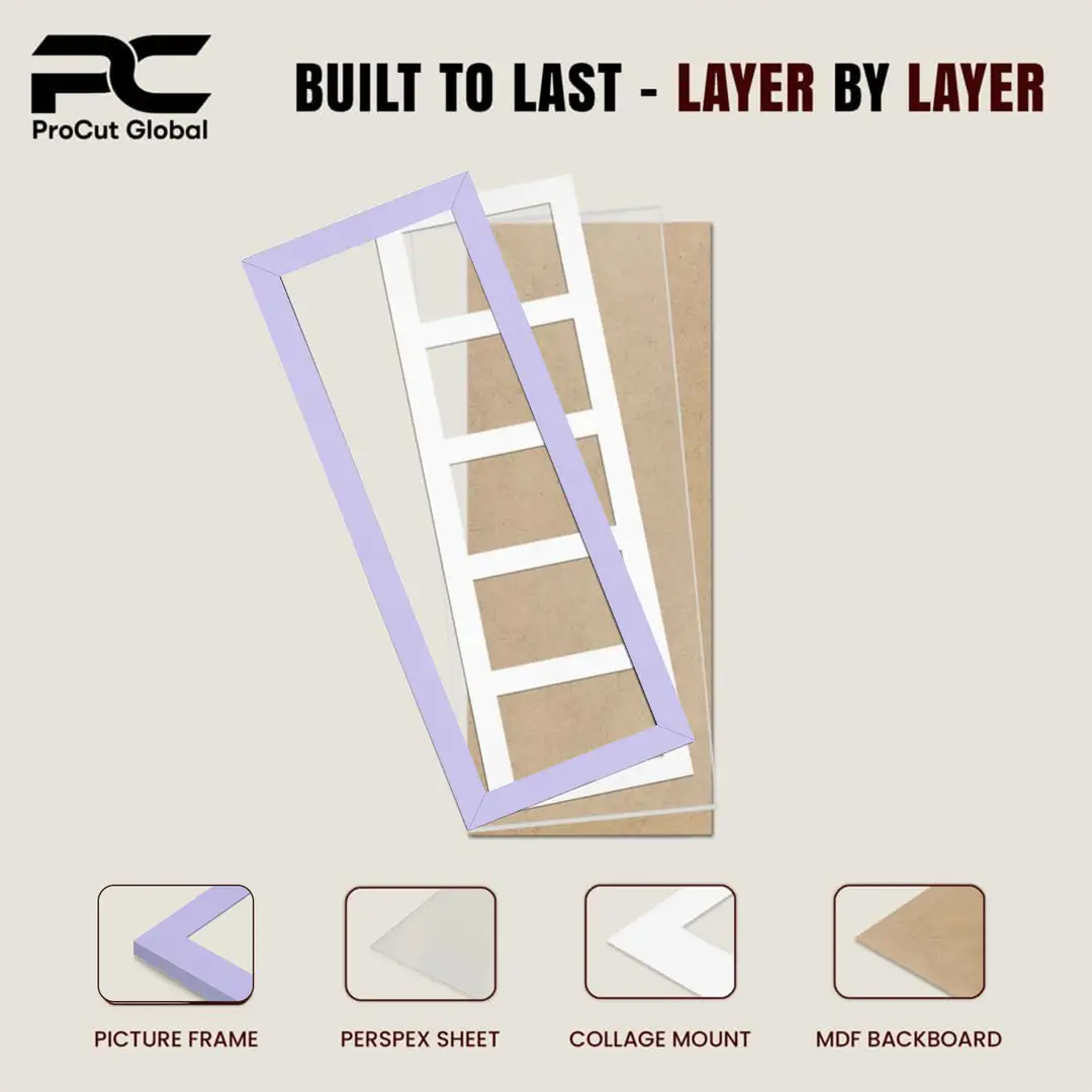 26x8" Purple Sleek Multi Aperture Photo Frame - Fits 6x4" (x5) Photos | Collage Frame thumbnail 5
