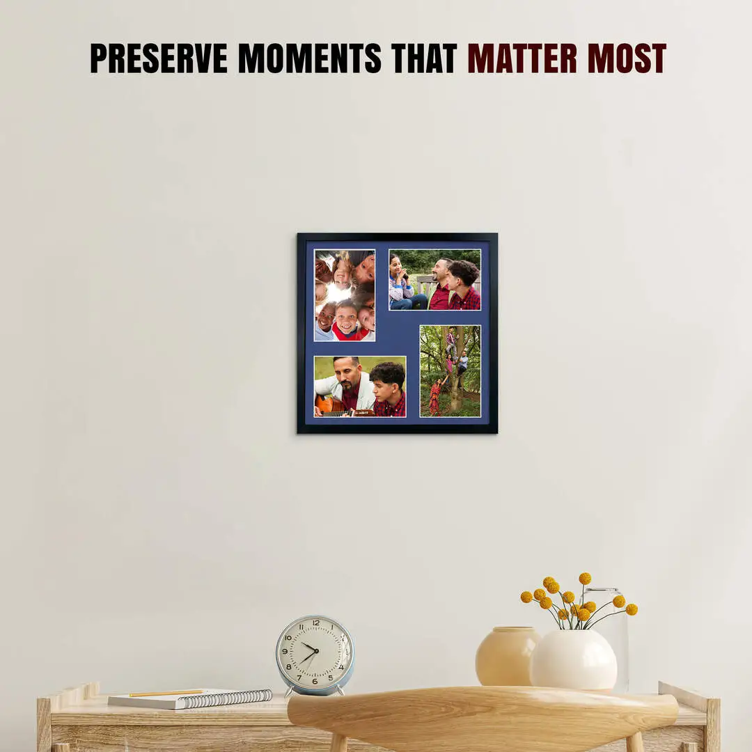 12x12" Sleek Black Multi Aperture Photo Frame - Fits 6x4" (x4) Photos | Collage Frame thumbnail 2