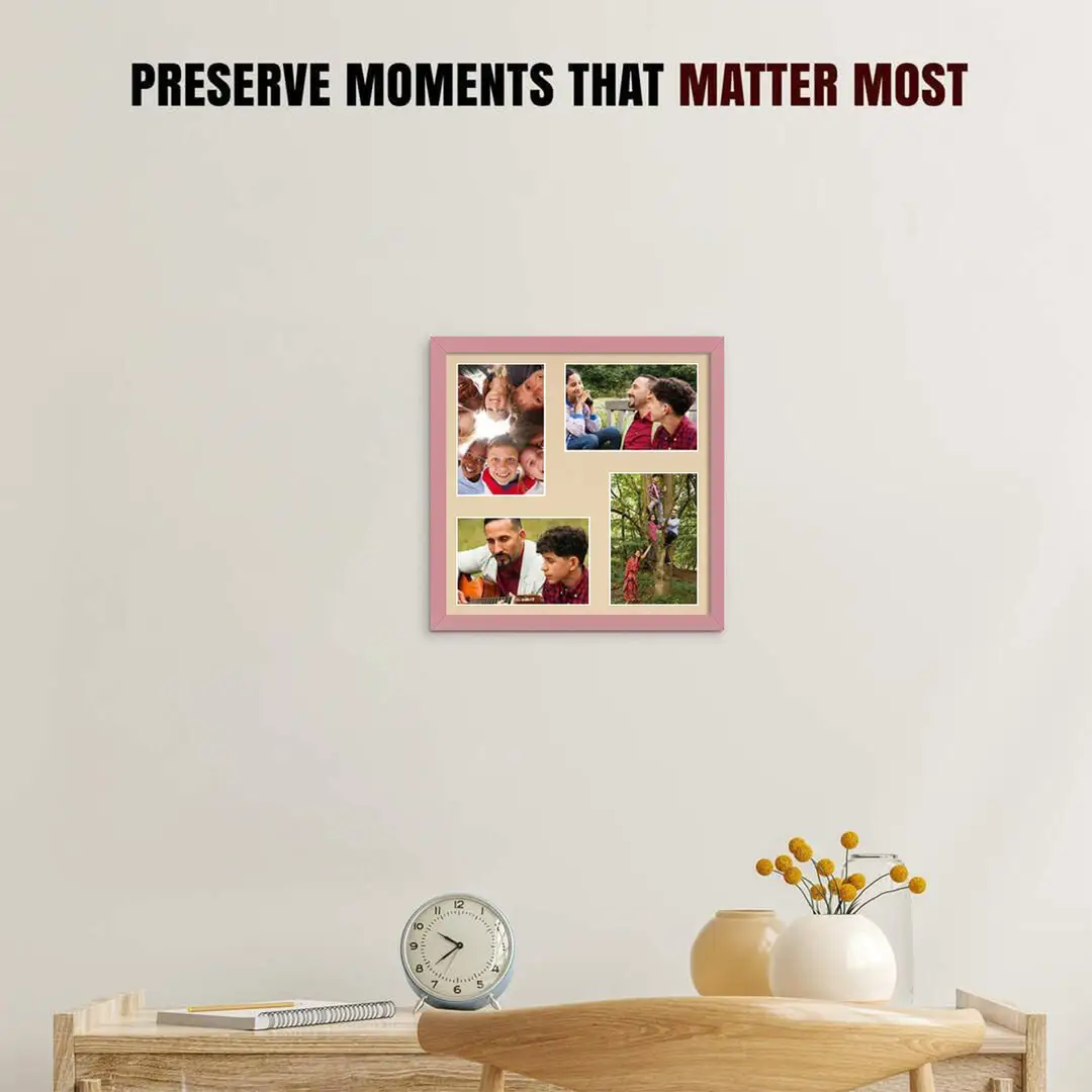 12x12" Pastel Pink Sleek Multi Aperture Photo Frame - Fits 6x4" (x4) Photos | Collage Frame thumbnail 2