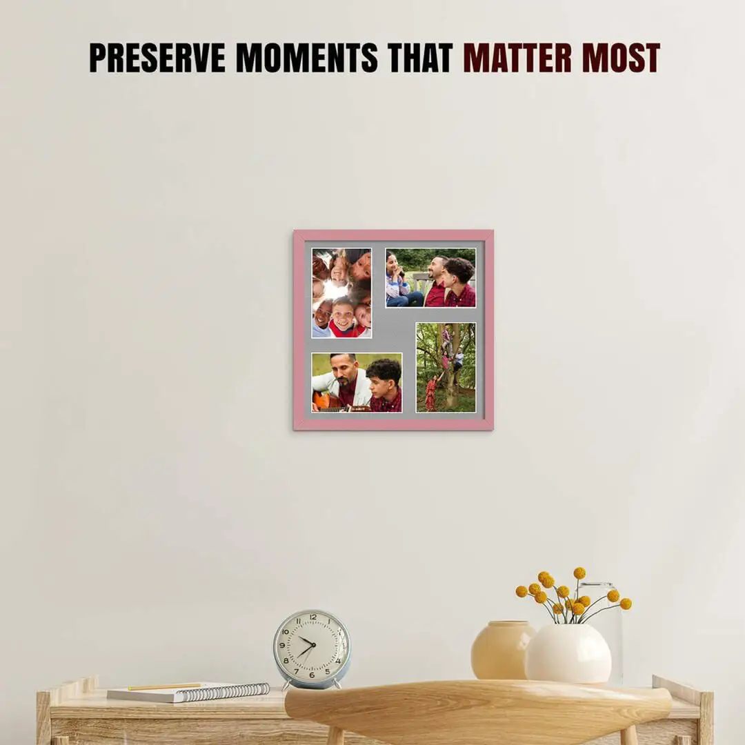 12x12" Sleek Pastel Pink Multi Aperture Photo Frame - Fits 6x4" (x4) Photos | Collage Frame thumbnail 2