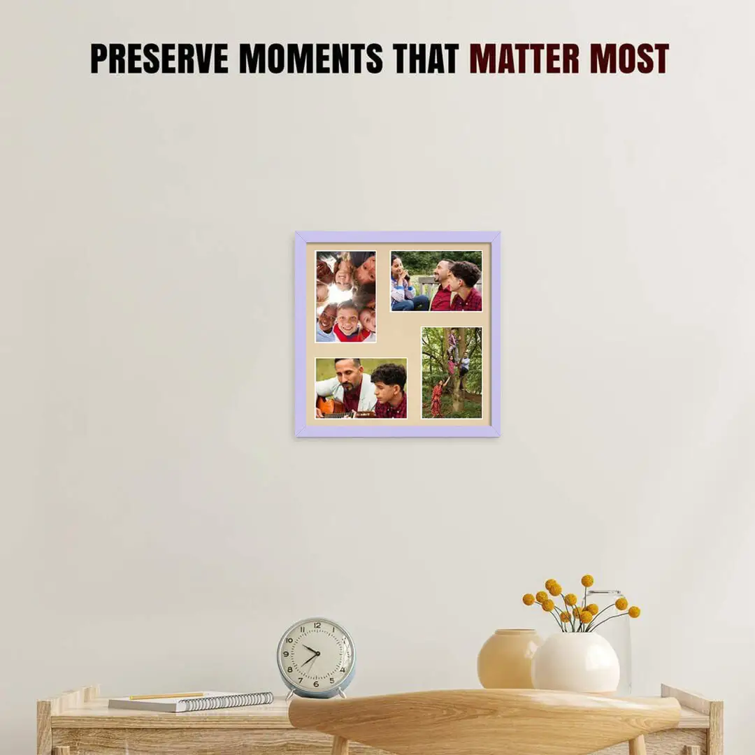 12x12" Purple Sleek Multi Aperture Photo Frame Holds 6x4" (x4) Photos With Ivory Mount | Modern Collage Frame thumbnail 2