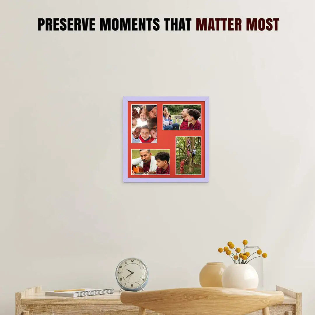 12x12" Sleek Purple Multi Aperture Photo Frame - Fits 6x4" (x4) Photos | Collage Frame thumbnail 2