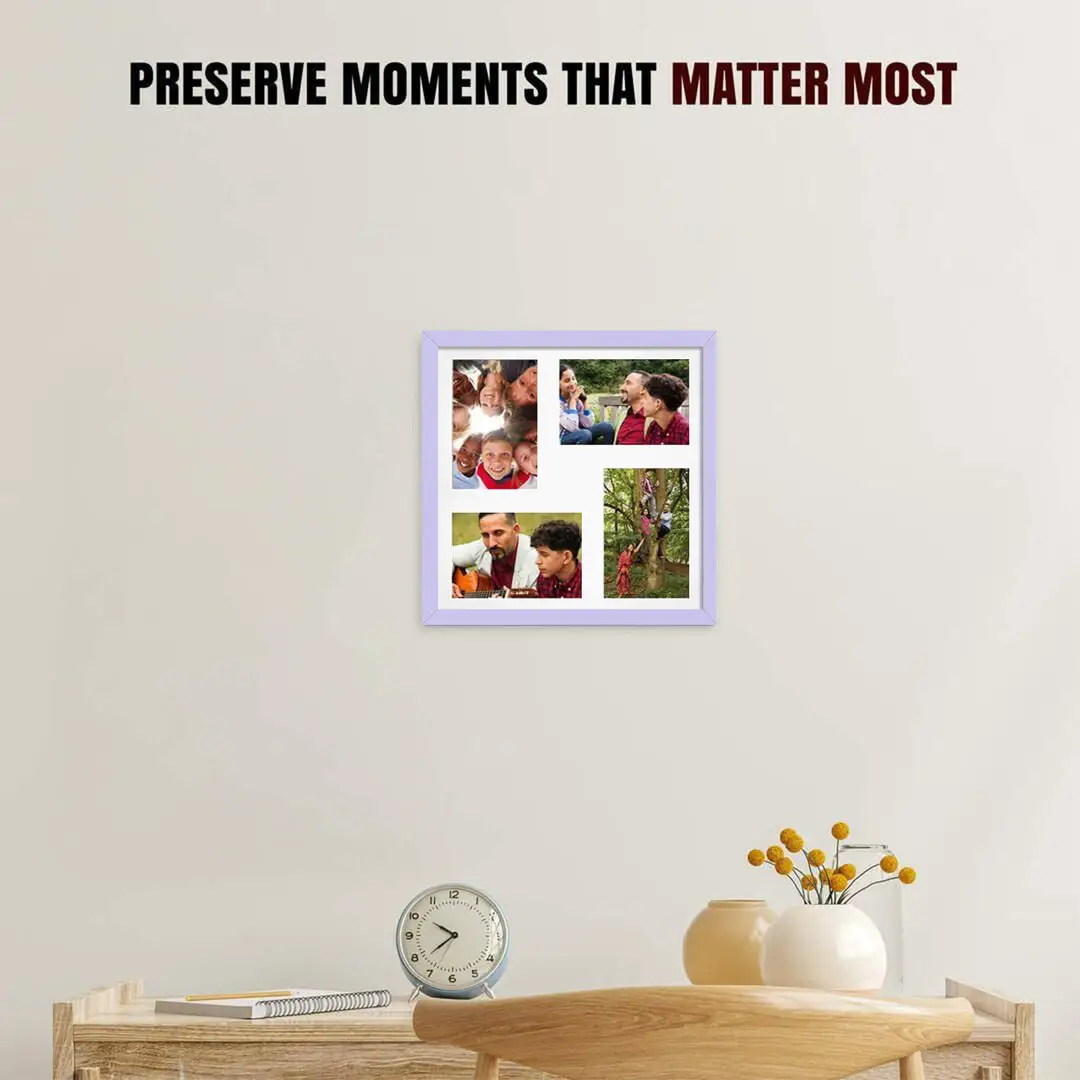 12x12" Purple Sleek Multi Aperture Photo Frame Holds 6x4" (x4) Photos With Ice White Mount | Modern Collage Frame thumbnail 2