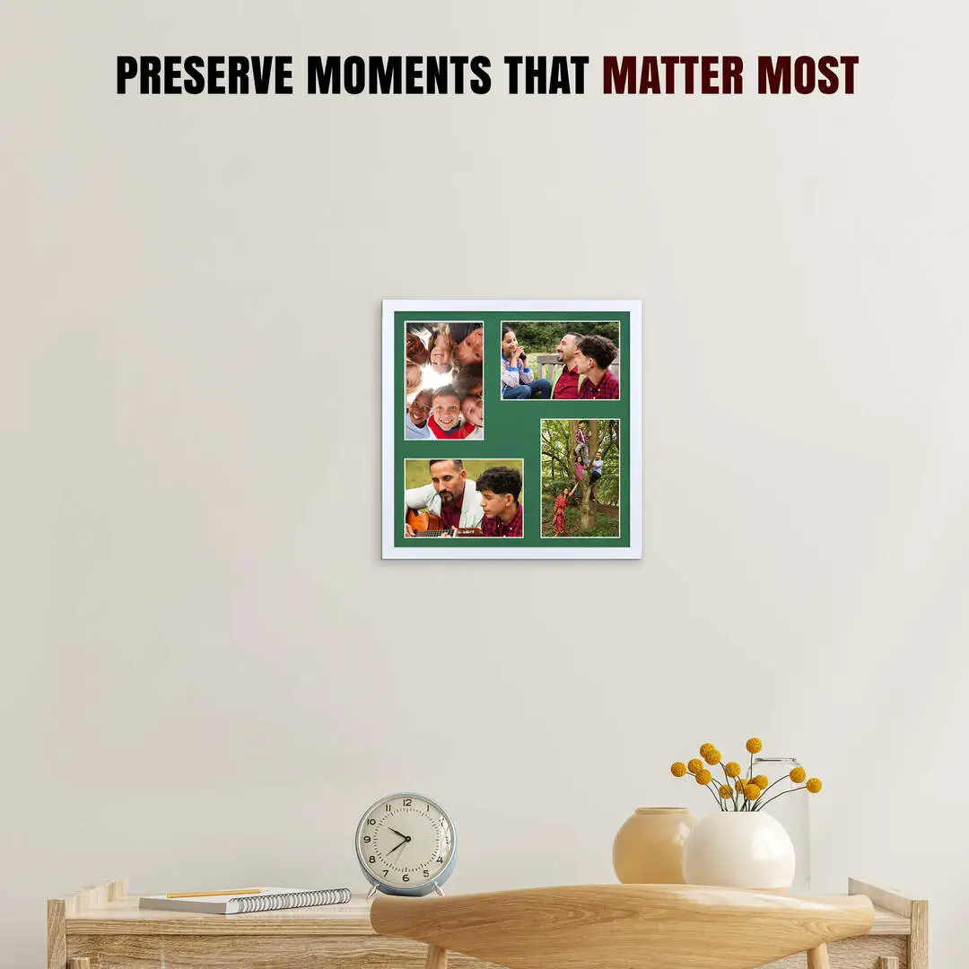 12x12" White Sleek Multi Aperture Photo Frame - Fits 6x4" (x4) Photos | Collage Frame thumbnail 2