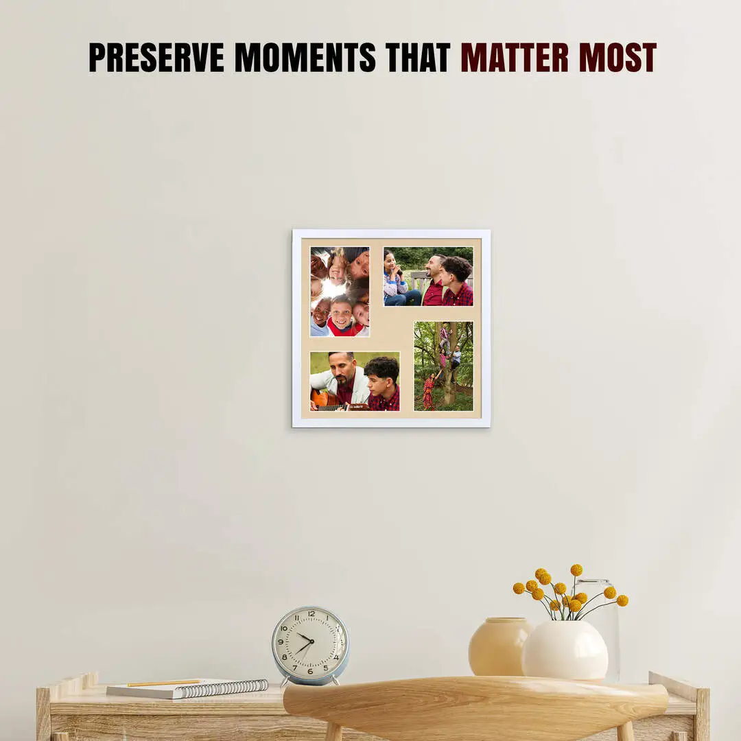 12x12" White Sleek Multi Aperture Photo Frame - Fits 6x4" (x4) Photos | Collage Frame thumbnail 2