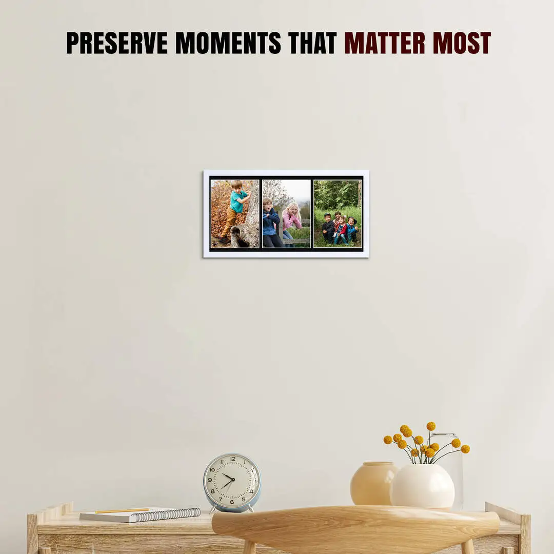16x8" Sleek White Multi Aperture Photo Frame - Fits 7x5" (x3) Photos | Collage Frame thumbnail 2