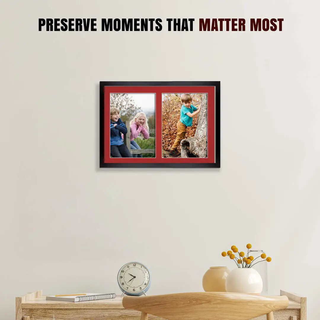 20x14" Black Sleek Multi Aperture Photo Frame - Fits A4 (x2) Photos | Collage Frame thumbnail 2