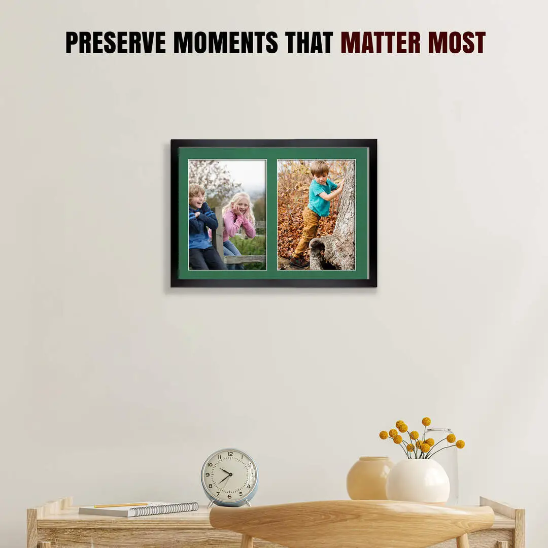 20x14" Black Sleek Multi Aperture Photo Frame - Fits A4 (x2) Photos | Collage Frame thumbnail 2