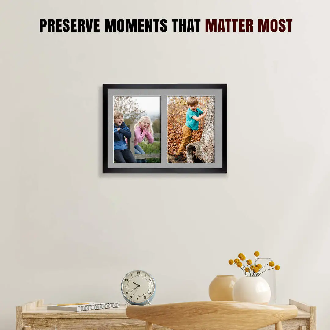 20x14" Sleek Black Multi Aperture Photo Frame - Fits A4 (x2) Photos | Collage Frame thumbnail 2