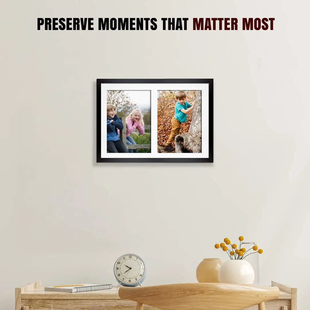 20x14" Sleek Black Multi Aperture Photo Frame - Fits A4 (x2) Photos | Collage Frame thumbnail 2