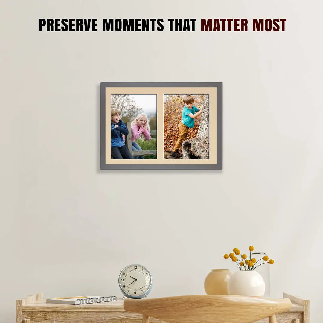 20x14" Sleek Dark Grey Multi Aperture Photo Frame - Fits A4 (x2) Photos | Collage Frame thumbnail 2