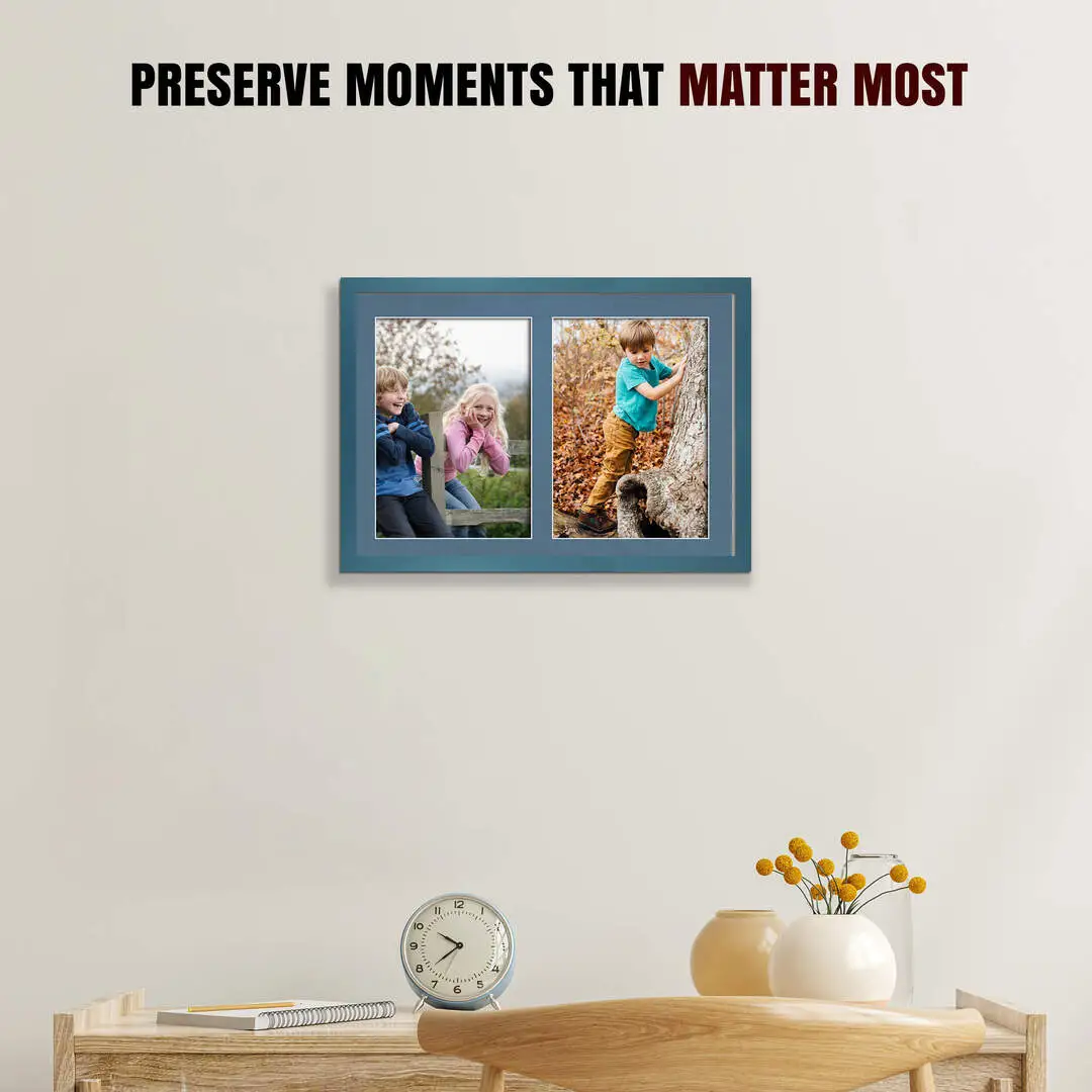 20x14" Sleek Navy Blue Multi Aperture Photo Frame - Fits A4 (x2) Photos | Collage Frame thumbnail 2
