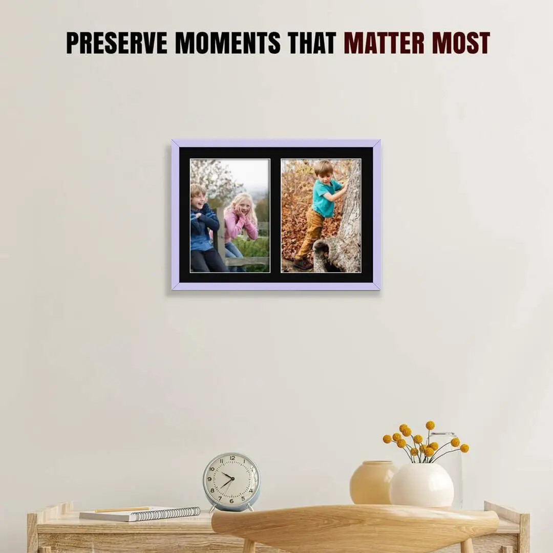 20x14" Purple Sleek Multi Aperture Photo Frame Holds A4 (x2) Photos With Black Mount | Modern Collage Frame thumbnail 2