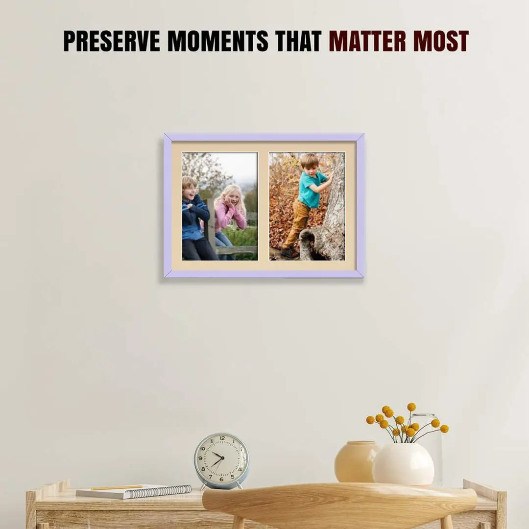20x14" Purple Sleek Multi Aperture Photo Frame Holds A4 (x2) Photos With Ivory Mount | Modern Collage Frame thumbnail 2