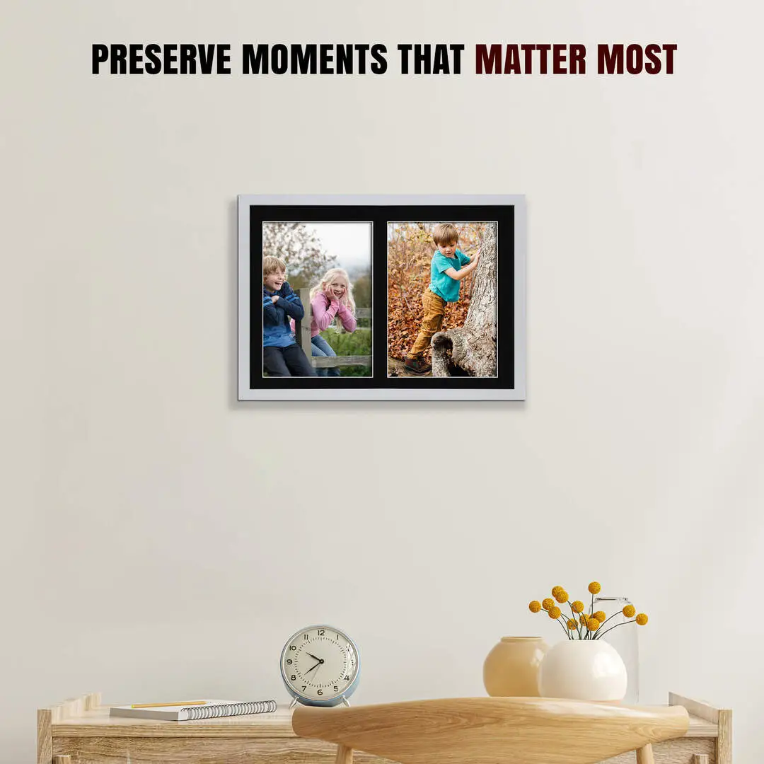 20x14" Silver Sleek Multi Aperture Photo Frame - Fits A4 (x2) Photos | Collage Frame thumbnail 2