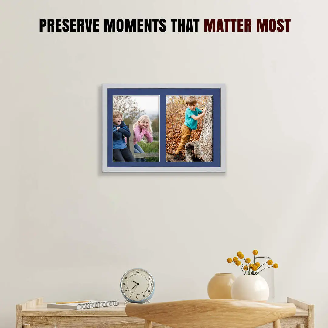 20x14" Sleek Silver Multi Aperture Photo Frame - Fits A4 (x2) Photos | Collage Frame thumbnail 2