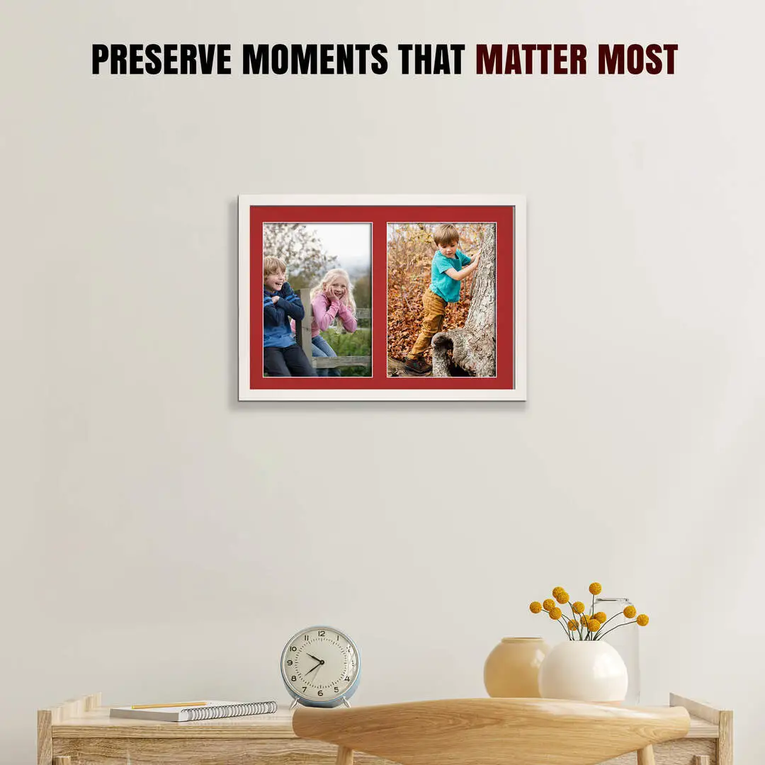20x14" Sleek White Multi Aperture Photo Frame - Fits A4 (x2) Photos | Collage Frame thumbnail 2