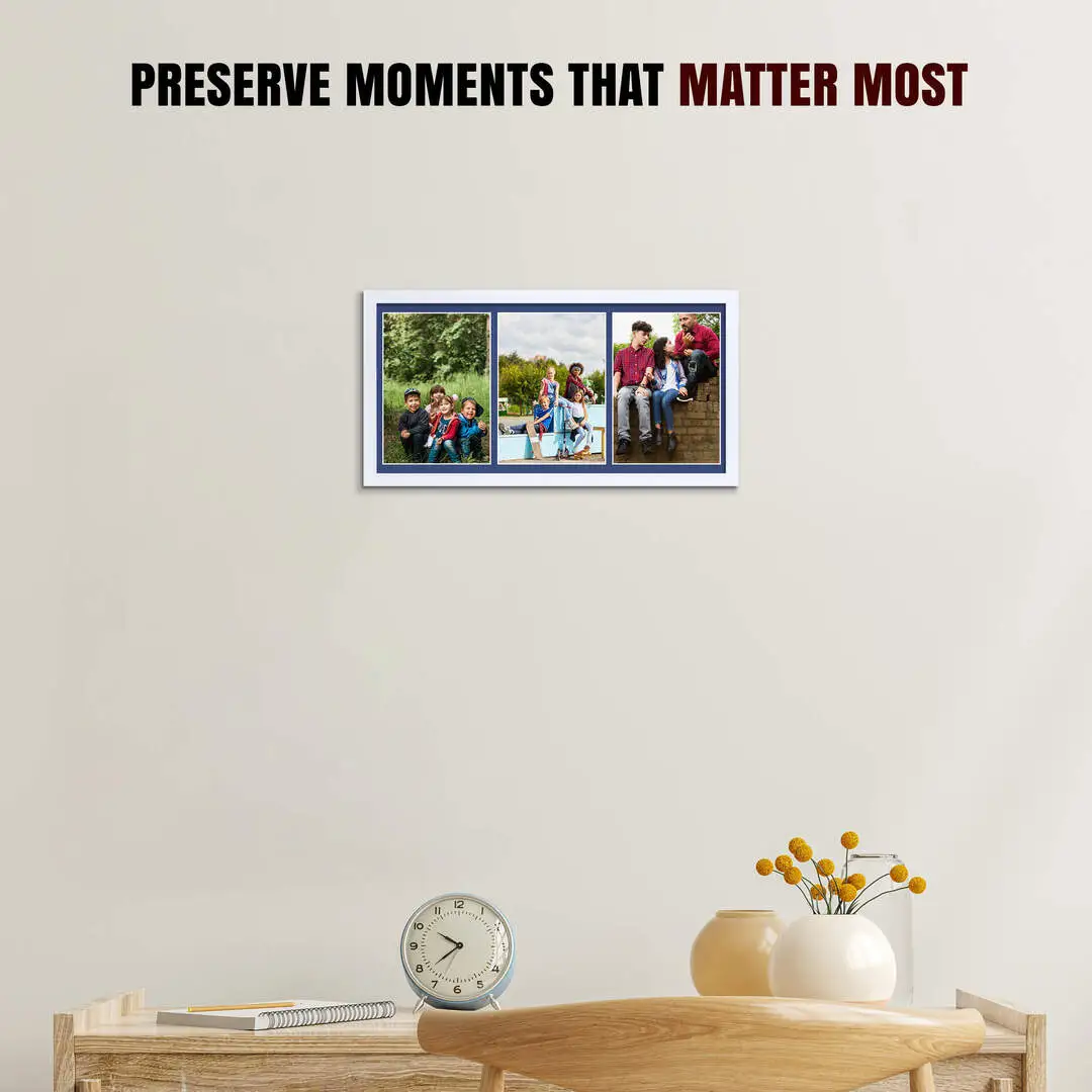 40x20cm Sleek White Multi Aperture Photo Frame - Fits 6x4" (x3) Photos | Collage Frame thumbnail 2