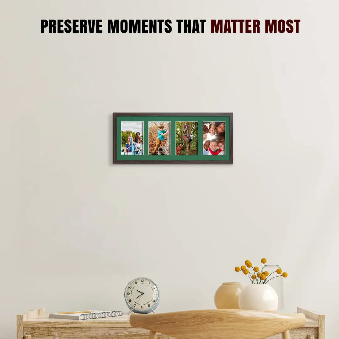 50x20cm Walnut Sleek Multi Aperture Photo Frame - Fits 6x4" (x4) Photos | Collage Frame thumbnail 2