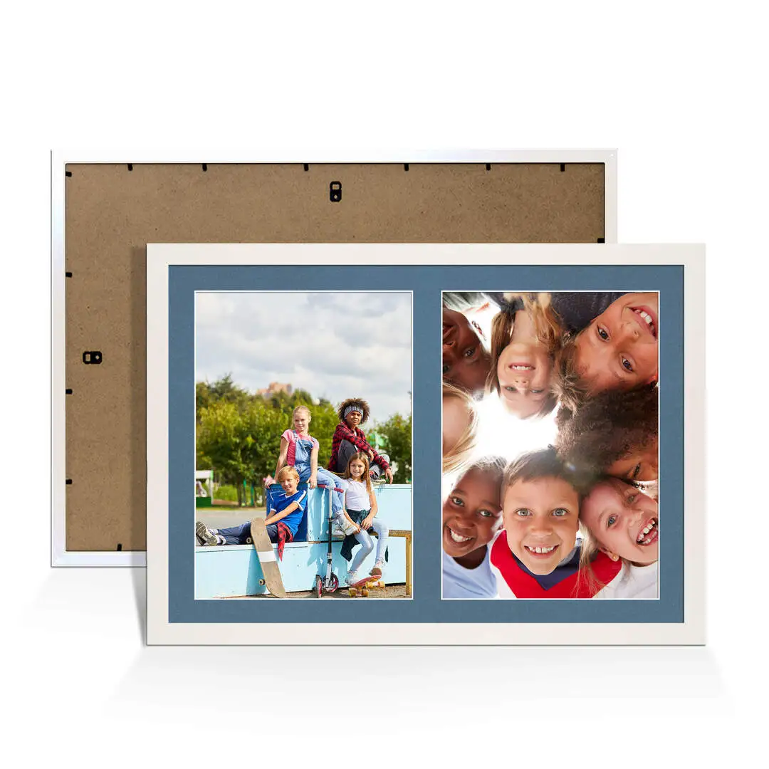 20x14" Classic White Multi Aperture Photo Frame - Fits A4 (x2) Photos | Collage Frame