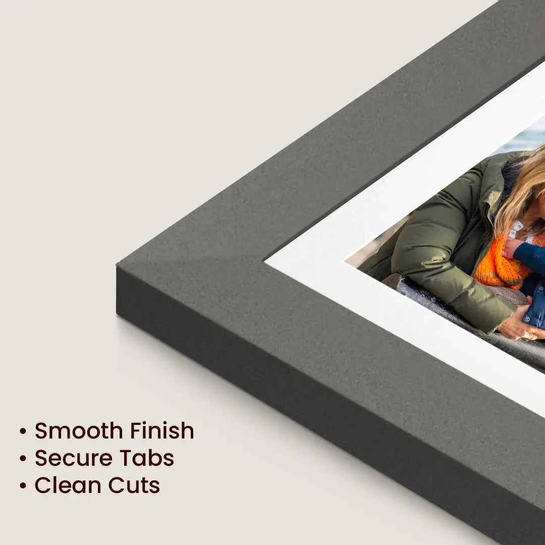 16x8" Dark Grey Sleek Multi Aperture Photo Frame Holds 7x5" (x3) Photos With Ivory Mount | Modern Collage Frame thumbnail 7
