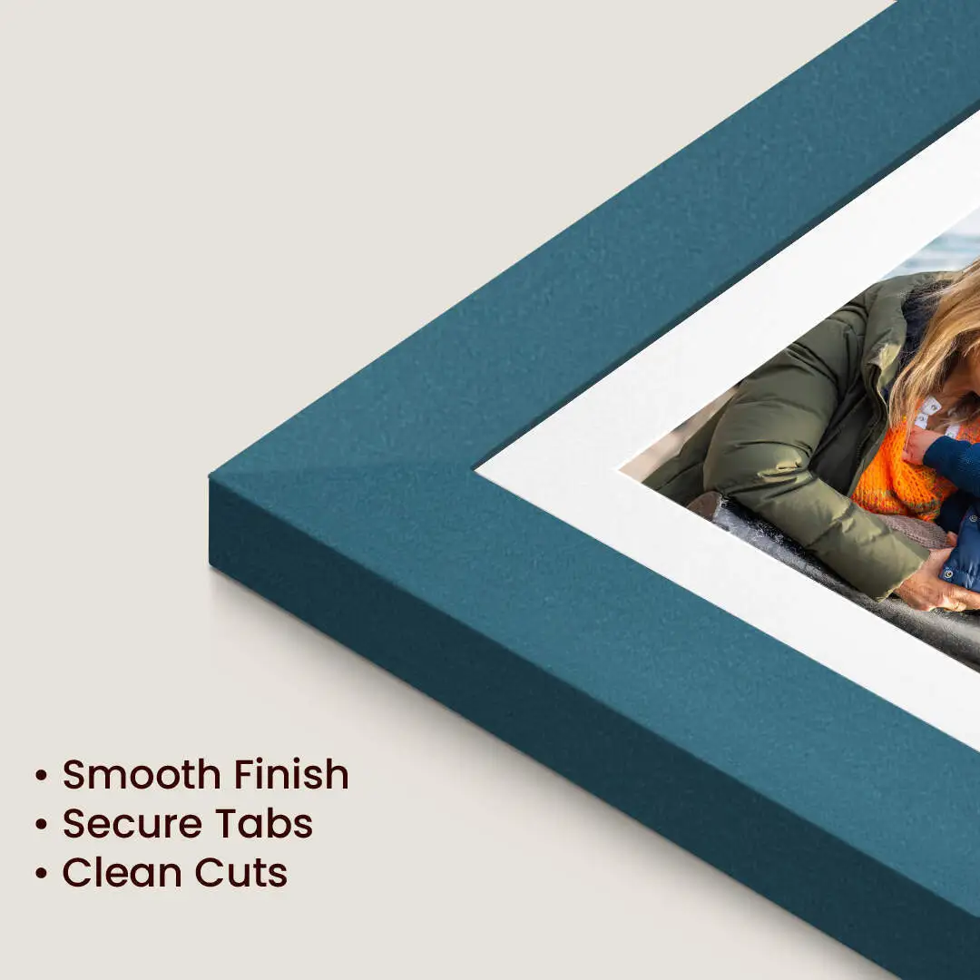16x8" Navy Blue Sleek Multi Aperture Photo Frame Holds 7x5" (x3) Photos With Blue Mount | Modern Collage Frame thumbnail 7