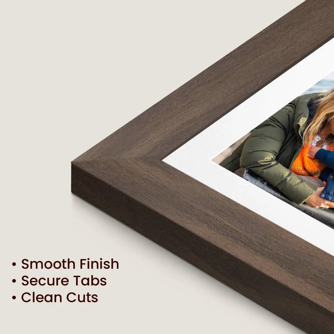 40x20cm Walnut Sleek Multi Aperture Photo Frame Holds 6x4" (x3) Photos With Ivory Mount | Modern Collage Frame thumbnail 7