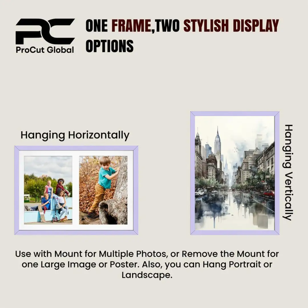 20x14" Modern Purple Multi Aperture Photo Frame - Fits A4 (x2) Photos | Collage Frame thumbnail 4