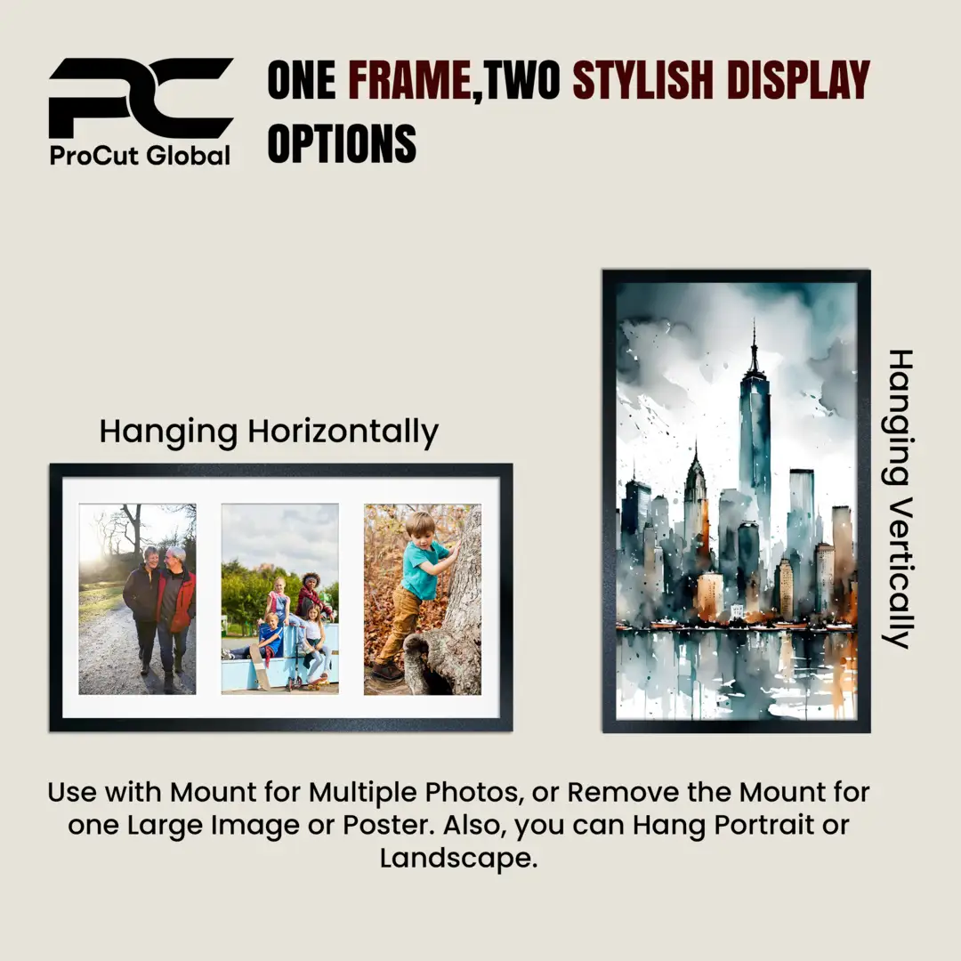 40x20cm Oak Modern Multi Aperture Photo Frame Holds 6x4" (x3) Photos With Ice White Mount | Modern Collage Frame thumbnail 4