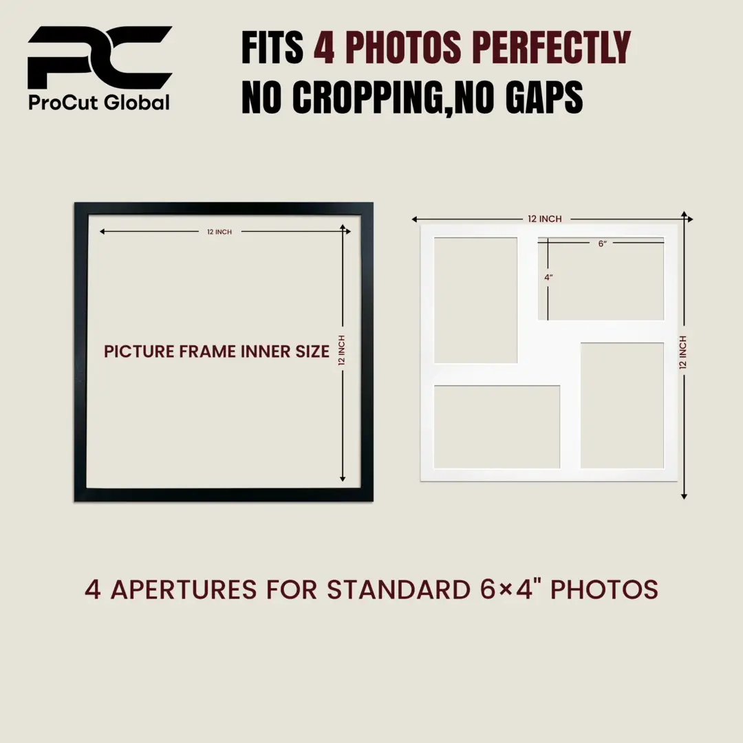 12x12" Silver Modern Multi Aperture Photo Frame - Fits 6x4" (x4) Photos | Collage Frame thumbnail 3