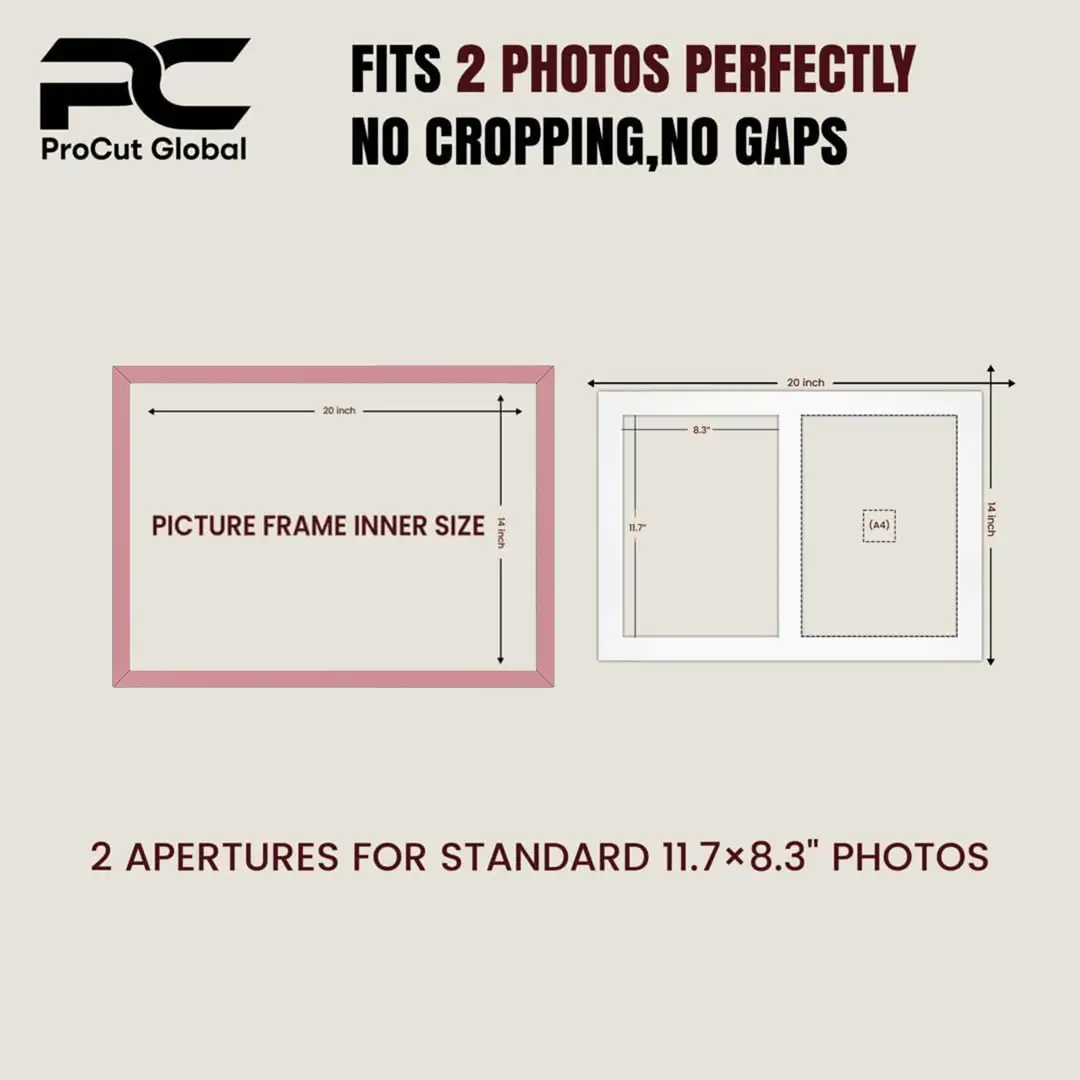 20x14" Pastel Pink Modern Multi Aperture Photo Frame - Fits A4 (x2) Photos | Collage Frame thumbnail 3
