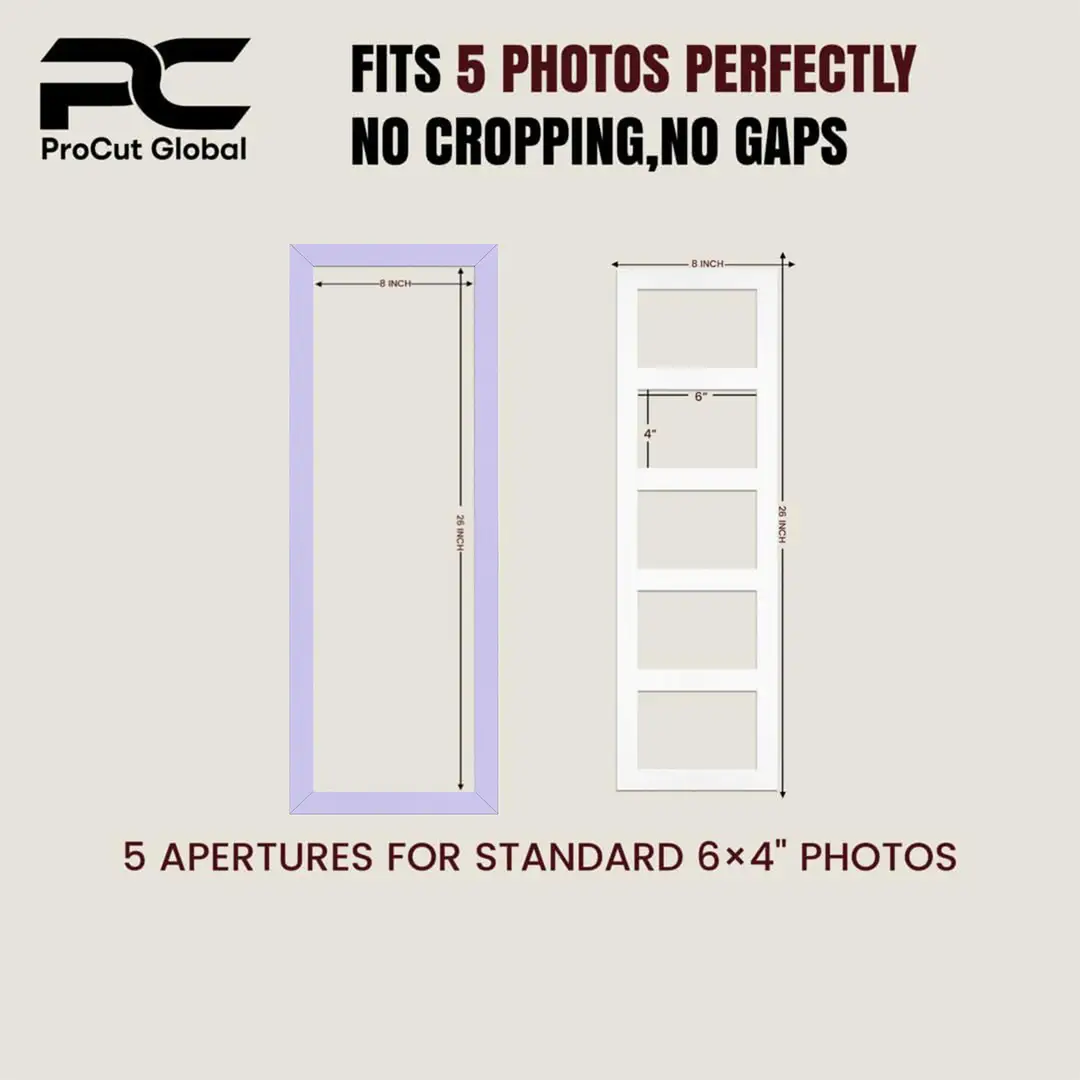 26x8" Purple Modern Multi Aperture Photo Frame - Fits 6x4" (x5) Photos | Collage Frame thumbnail 3