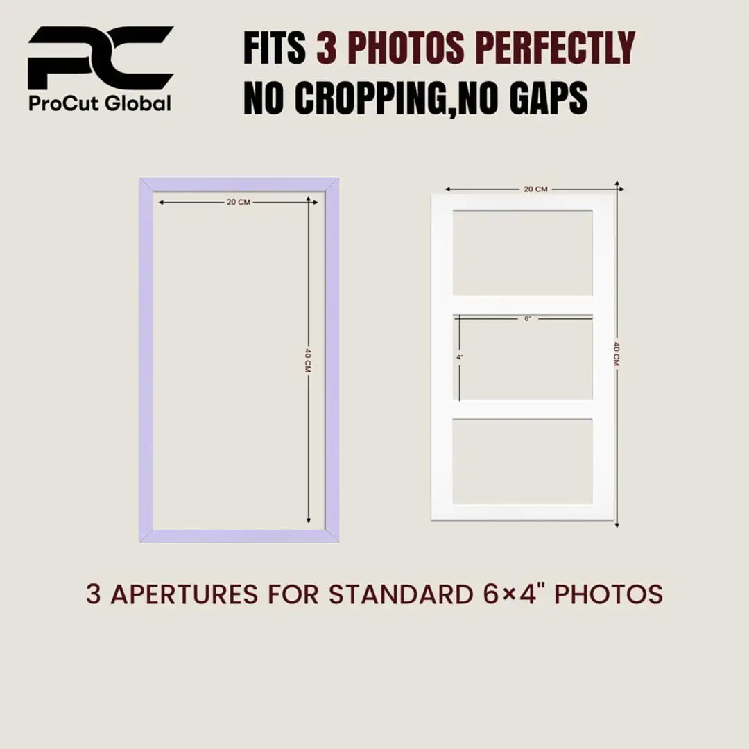 40x20cm Purple Modern Multi Aperture Photo Frame - Fits 6x4" (x3) Photos | Collage Frame thumbnail 3