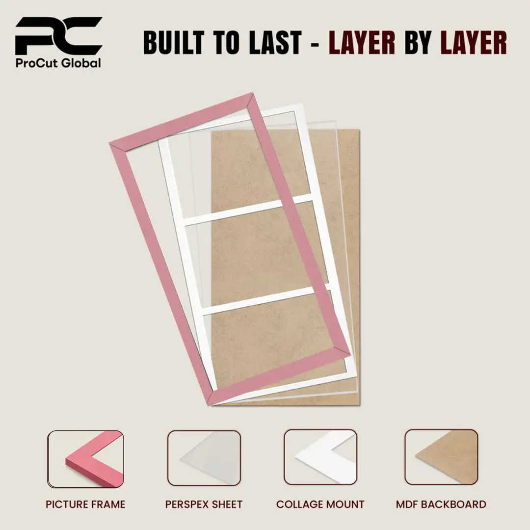 16x8" Modern Pastel Pink Multi Aperture Photo Frame - Fits 7x5" (x3) Photos | Collage Frame thumbnail 5