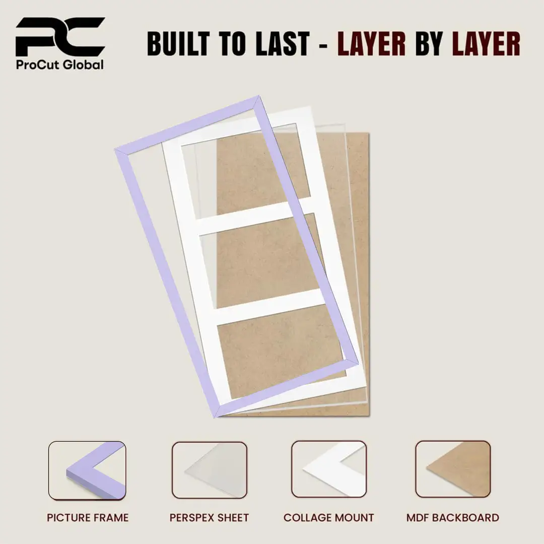 40x20cm Modern Purple Multi Aperture Photo Frame - Fits 6x4" (x3) Photos | Collage Frame thumbnail 5
