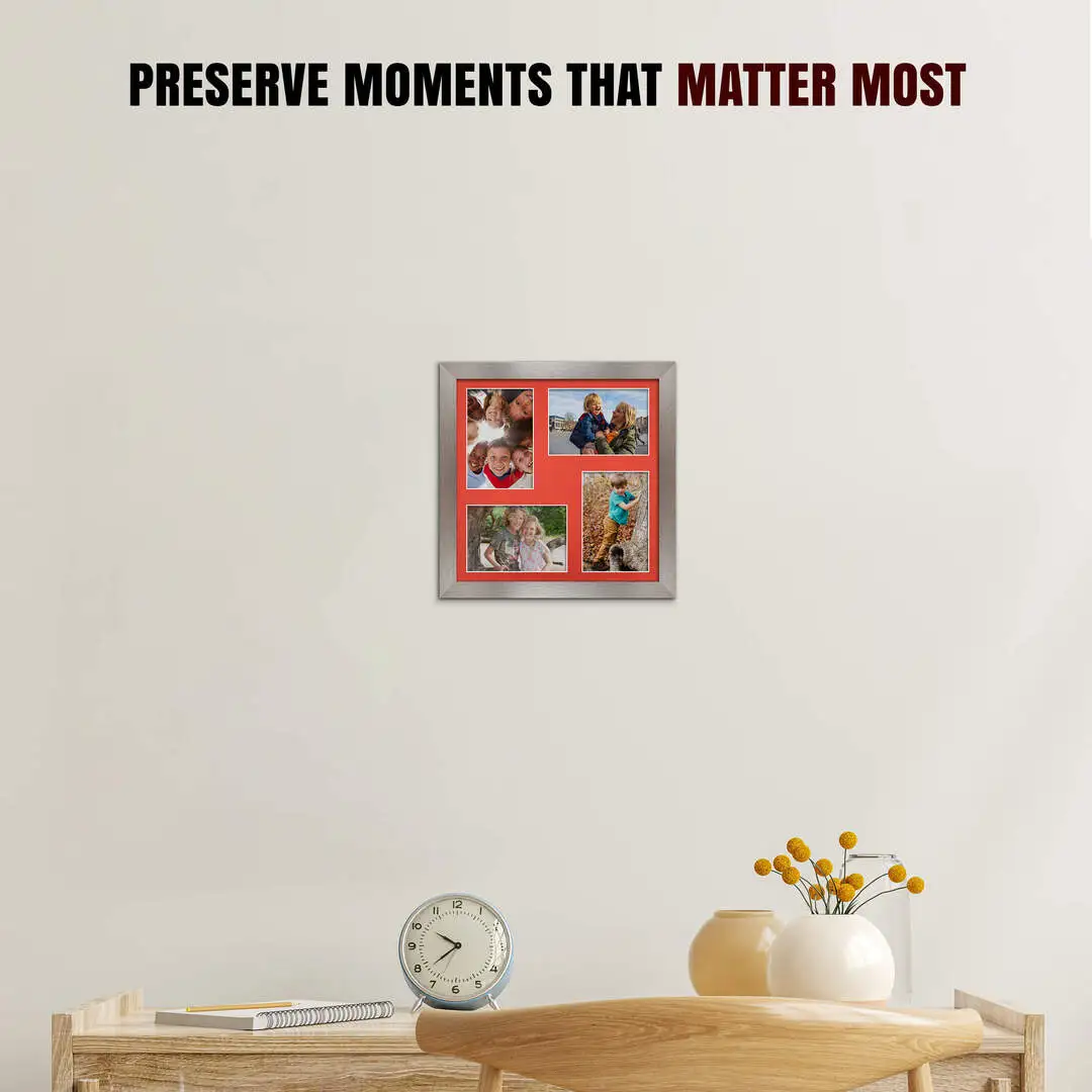 12x12" Modern Aluminium Multi Aperture Photo Frame - Fits 6x4" (x4) Photos | Collage Frame thumbnail 2