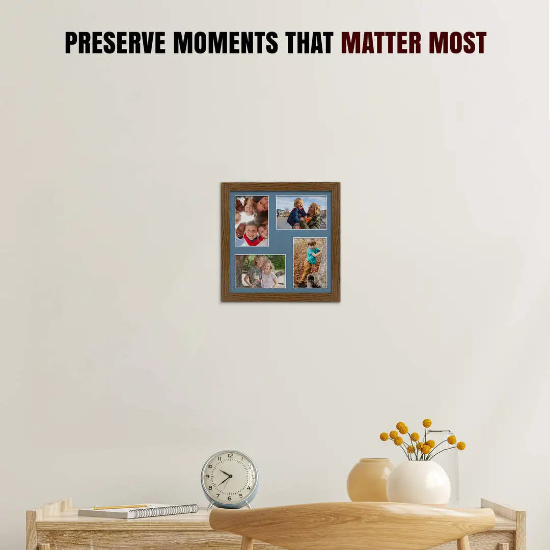 12x12" Dark Oak Modern Multi Aperture Photo Frame - Fits 6x4" (x4) Photos | Collage Frame thumbnail 2