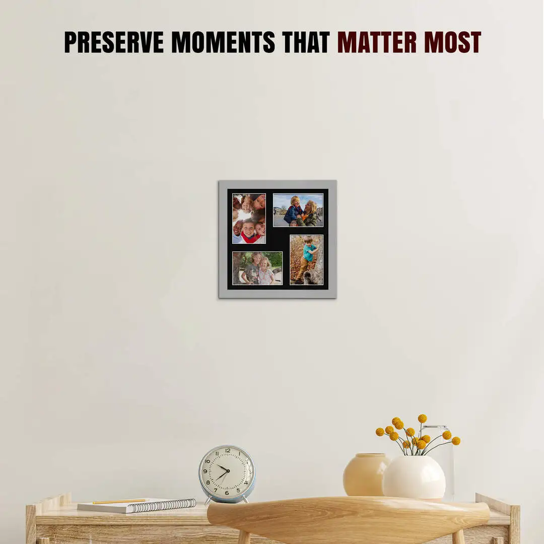12x12" Light Grey Modern Multi Aperture Photo Frame - Fits 6x4" (x4) Photos | Collage Frame thumbnail 2