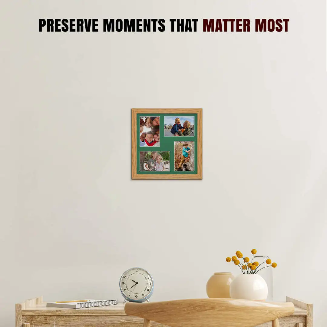 12x12" Modern Oak Multi Aperture Photo Frame - Fits 6x4" (x4) Photos | Collage Frame thumbnail 2
