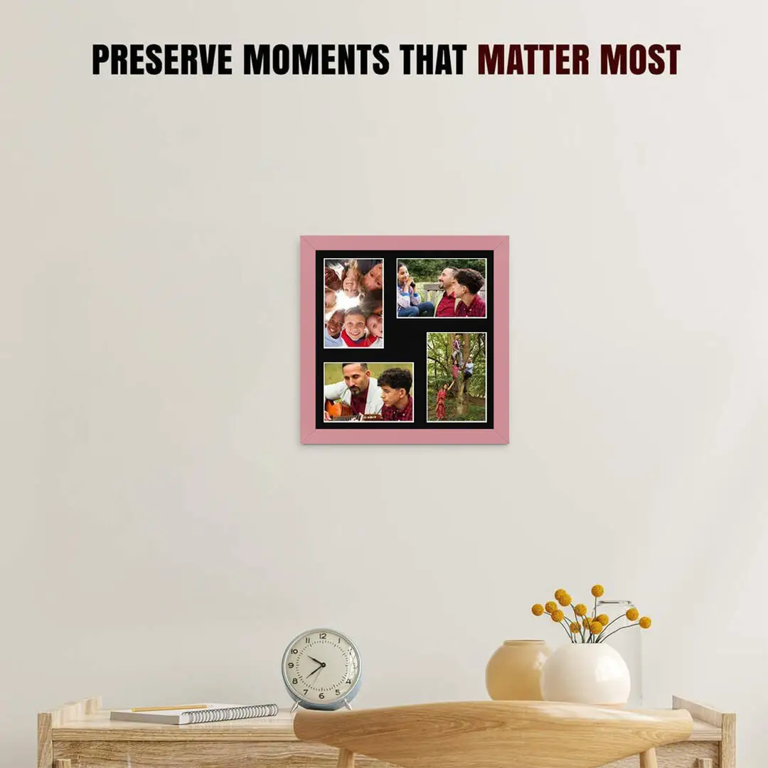 12x12" Modern Pastel Pink Multi Aperture Photo Frame - Fits 6x4" (x4) Photos | Collage Frame thumbnail 2