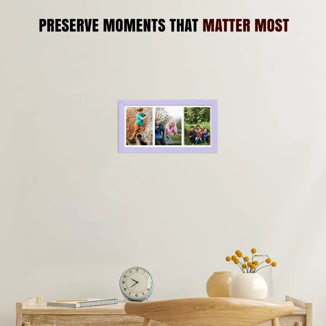 16x8" Purple Modern Multi Aperture Photo Frame - Fits 7x5" (x3) Photos | Collage Frame thumbnail 2